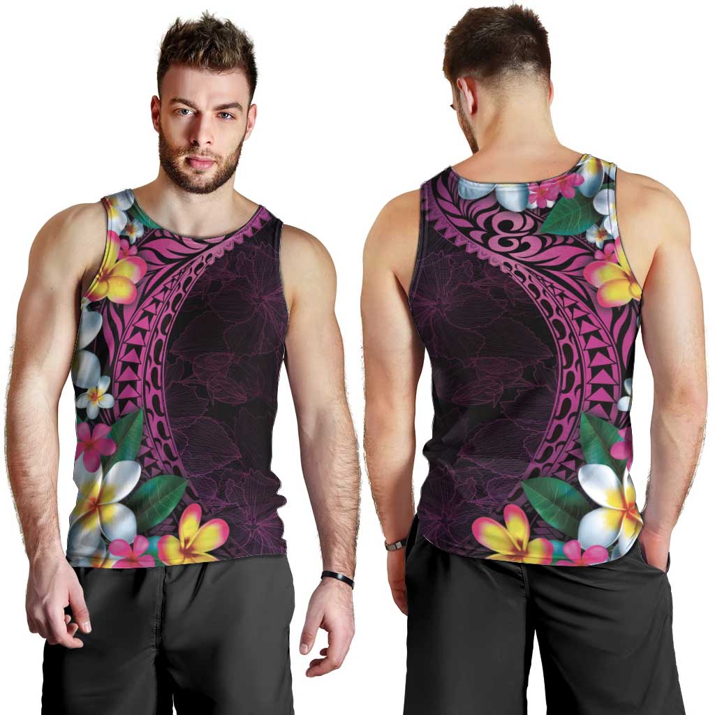Hawaiian Plumeria-Polynesian Art Tattoo Plum Pink Color Men Tank Top LT03 - Polynesian Pride
