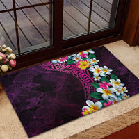 Hawaiian Plumeria-Polynesian Art Tattoo Plum Pink Color Rubber Doormat LT03 - Polynesian Pride