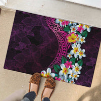 Hawaiian Plumeria-Polynesian Art Tattoo Plum Pink Color Rubber Doormat LT03 - Polynesian Pride