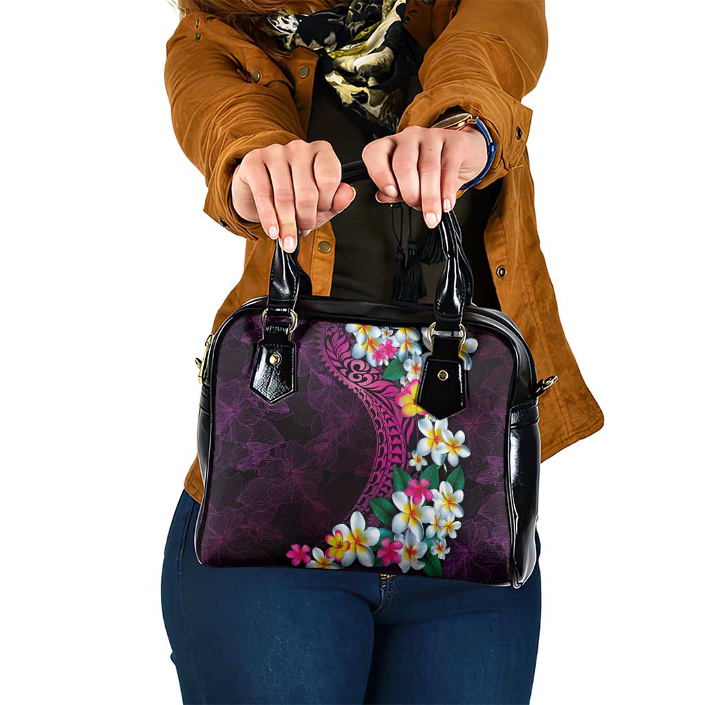 Hawaiian Plumeria-Polynesian Art Tattoo Plum Pink Color Shoulder Handbag