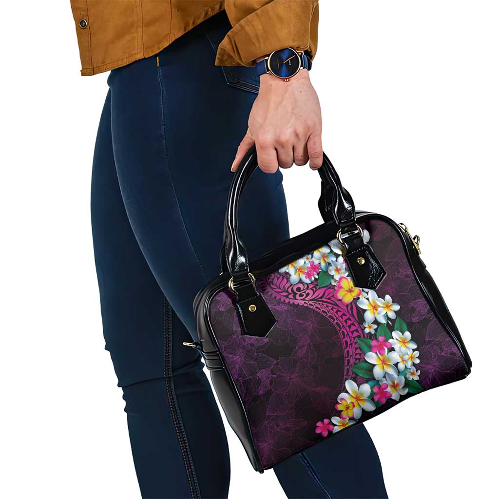 Hawaiian Plumeria-Polynesian Art Tattoo Plum Pink Color Shoulder Handbag