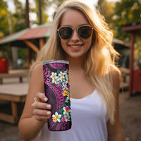 Hawaiian Plumeria-Polynesian Art Tattoo Plum Pink Color Skinny Tumbler