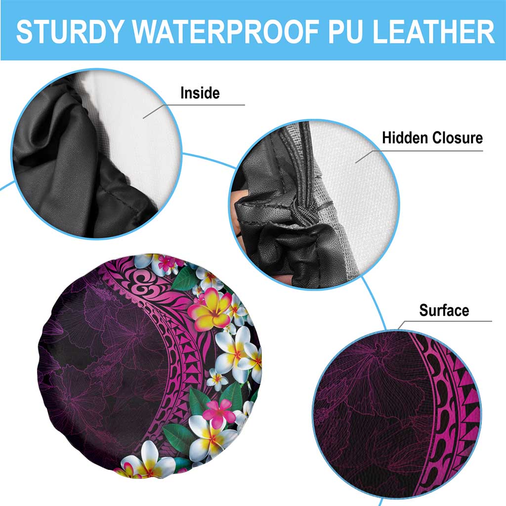 Hawaiian Plumeria-Polynesian Art Tattoo Plum Pink Color Spare Tire Cover