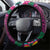 Hawaiian Plumeria-Polynesian Art Tattoo Plum Pink Color Steering Wheel Cover