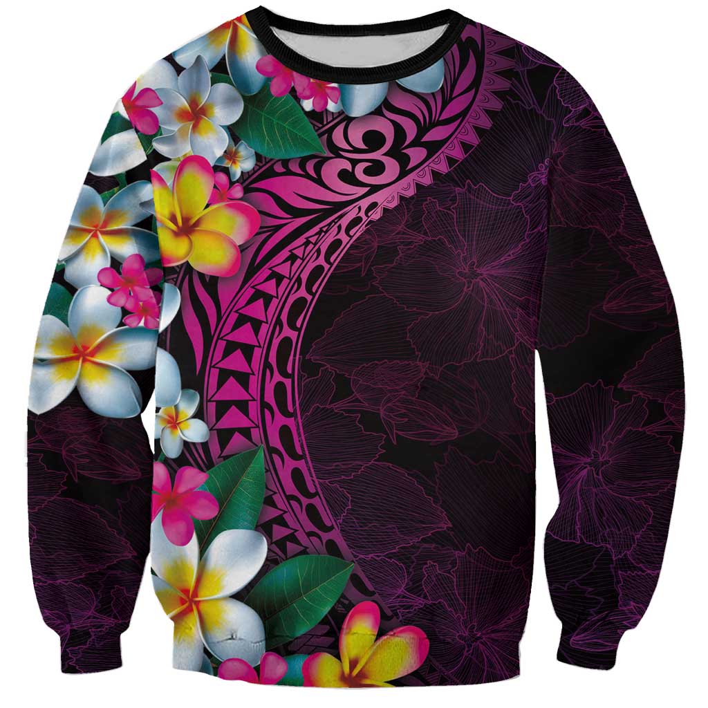 Hawaiian Plumeria-Polynesian Art Tattoo Plum Pink Color Sweatshirt LT03 Unisex Pink - Polynesian Pride