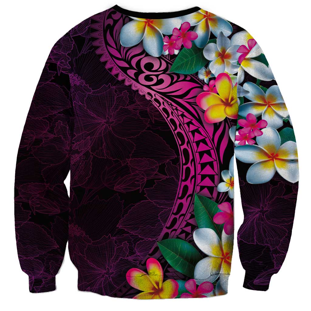 Hawaiian Plumeria-Polynesian Art Tattoo Plum Pink Color Sweatshirt LT03 - Polynesian Pride