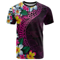 Hawaiian Plumeria-Polynesian Art Tattoo Plum Pink Color T Shirt