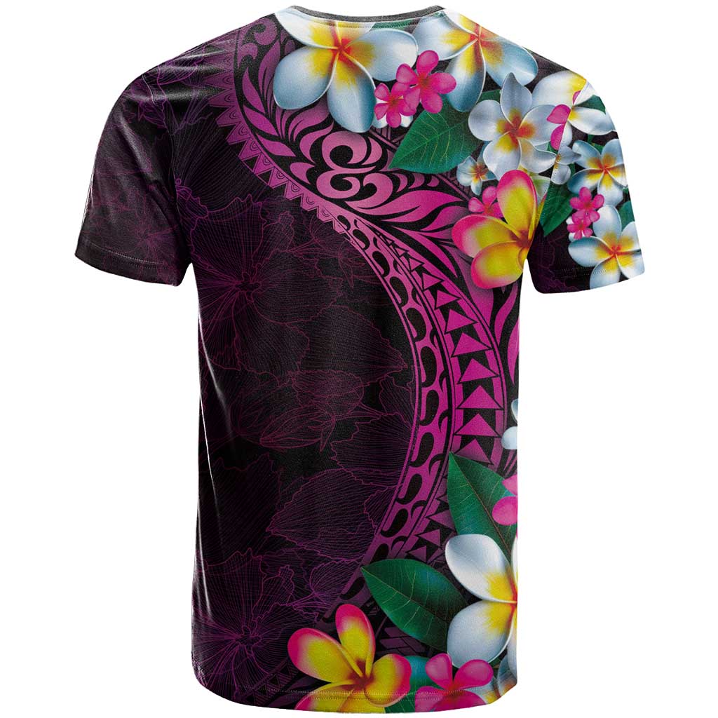 Hawaiian Plumeria-Polynesian Art Tattoo Plum Pink Color T Shirt