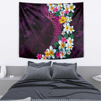 Hawaiian Plumeria-Polynesian Art Tattoo Plum Pink Color Tapestry