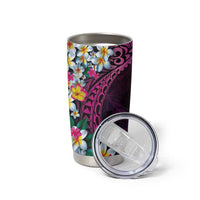 Hawaiian Plumeria-Polynesian Art Tattoo Plum Pink Color Tumbler Cup