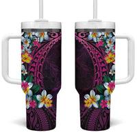 Hawaiian Plumeria-Polynesian Art Tattoo Plum Pink Color Tumbler With Handle LT03 One Size: 40 oz Pink - Polynesian Pride