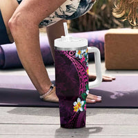 Hawaiian Plumeria-Polynesian Art Tattoo Plum Pink Color Tumbler With Handle LT03 - Polynesian Pride