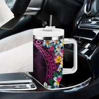 Hawaiian Plumeria-Polynesian Art Tattoo Plum Pink Color Tumbler With Handle LT03 - Polynesian Pride