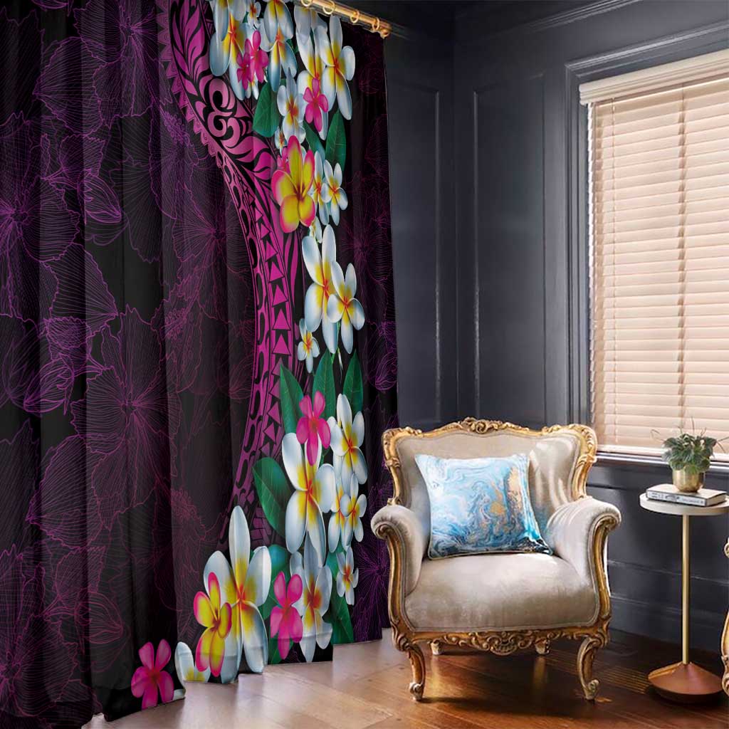 Hawaiian Plumeria-Polynesian Art Tattoo Plum Pink Color Window Curtain LT03 - Polynesian Pride