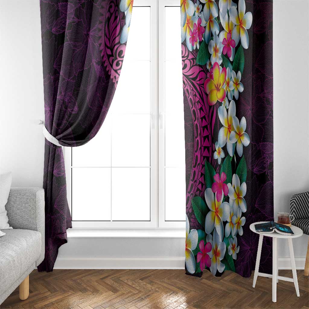 Hawaiian Plumeria-Polynesian Art Tattoo Plum Pink Color Window Curtain LT03 - Polynesian Pride