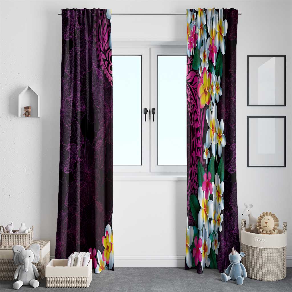 Hawaiian Plumeria-Polynesian Art Tattoo Plum Pink Color Window Curtain LT03 - Polynesian Pride