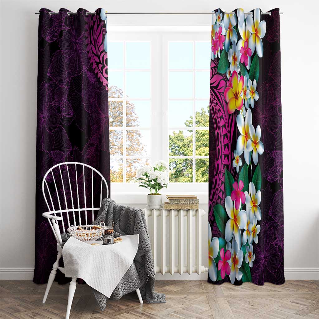 Hawaiian Plumeria-Polynesian Art Tattoo Plum Pink Color Window Curtain LT03 - Polynesian Pride