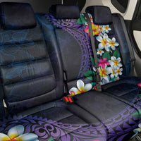 Hawaiian Plumeria-Polynesian Art Tattoo Frosted Blue Violet Color Back Car Seat Cover