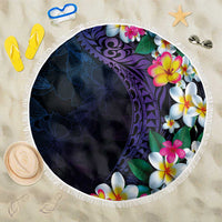 Hawaiian Plumeria-Polynesian Art Tattoo Frosted Blue Violet Color Beach Blanket LT03 One Size 150cm Blue - Polynesian Pride