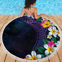 Hawaiian Plumeria-Polynesian Art Tattoo Frosted Blue Violet Color Beach Blanket LT03 - Polynesian Pride