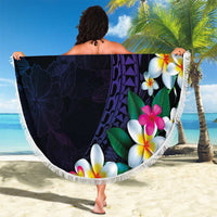 Hawaiian Plumeria-Polynesian Art Tattoo Frosted Blue Violet Color Beach Blanket LT03 - Polynesian Pride