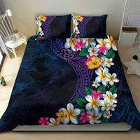 Hawaiian Plumeria-Polynesian Art Tattoo Frosted Blue Violet Color Bedding Set