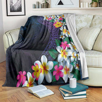 Hawaiian Plumeria-Polynesian Art Tattoo Frosted Blue Violet Color Blanket LT03 Blue - Polynesian Pride