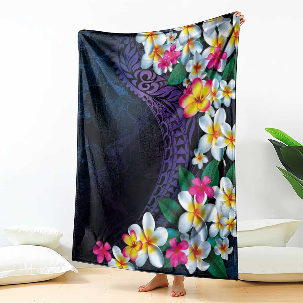 Hawaiian Plumeria-Polynesian Art Tattoo Frosted Blue Violet Color Blanket LT03 - Polynesian Pride