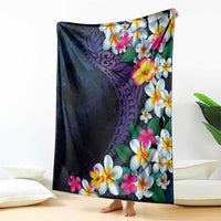 Hawaiian Plumeria-Polynesian Art Tattoo Frosted Blue Violet Color Blanket LT03 - Polynesian Pride