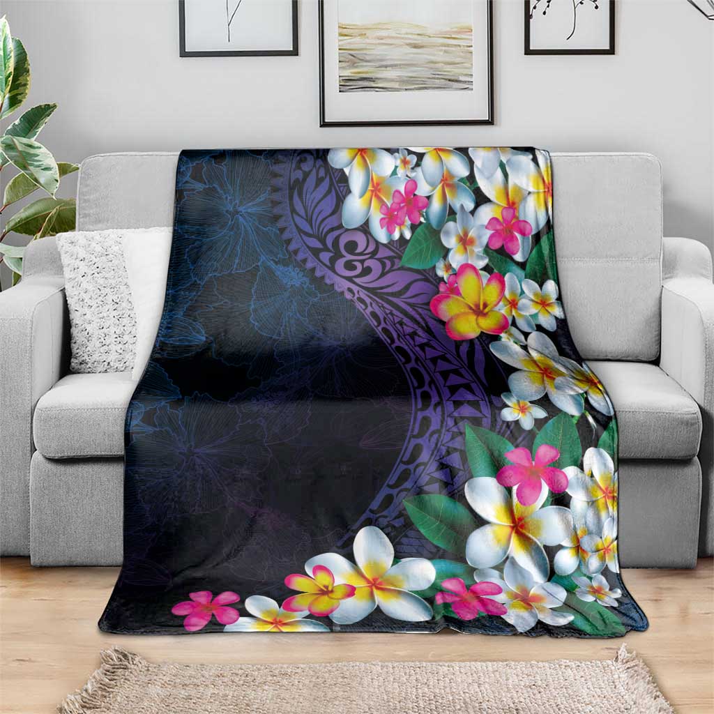 Hawaiian Plumeria-Polynesian Art Tattoo Frosted Blue Violet Color Blanket LT03 - Polynesian Pride