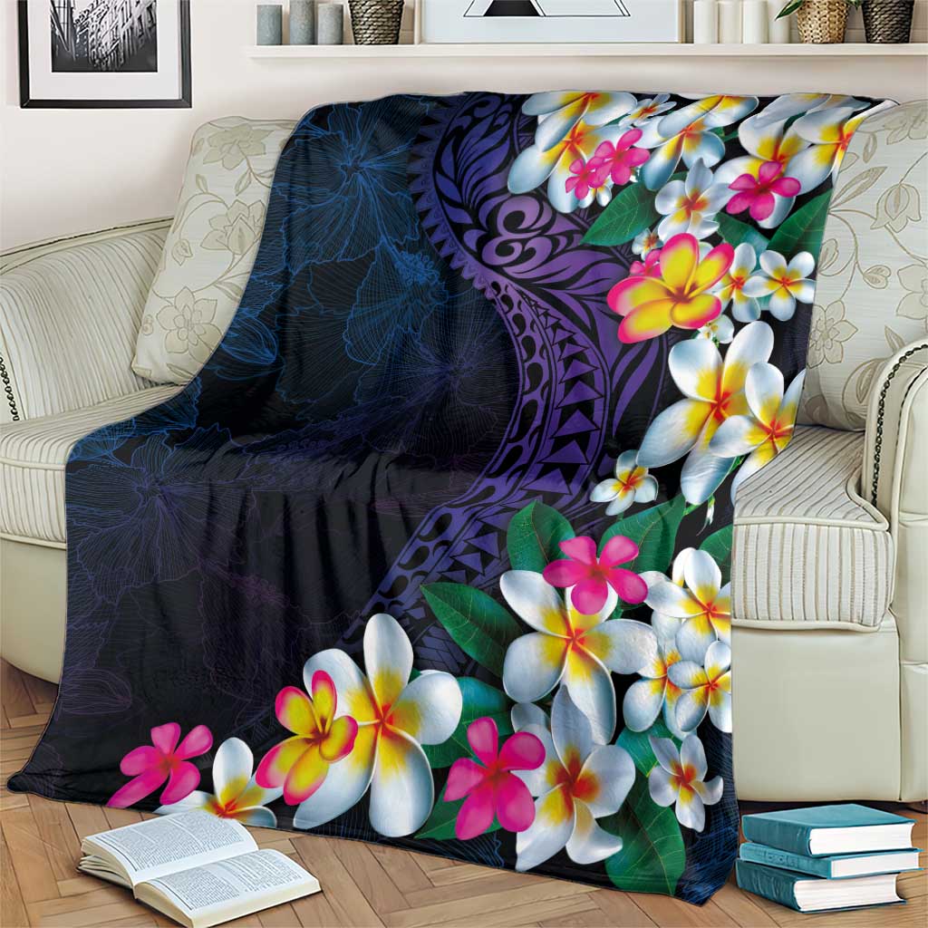 Hawaiian Plumeria-Polynesian Art Tattoo Frosted Blue Violet Color Blanket LT03 - Polynesian Pride