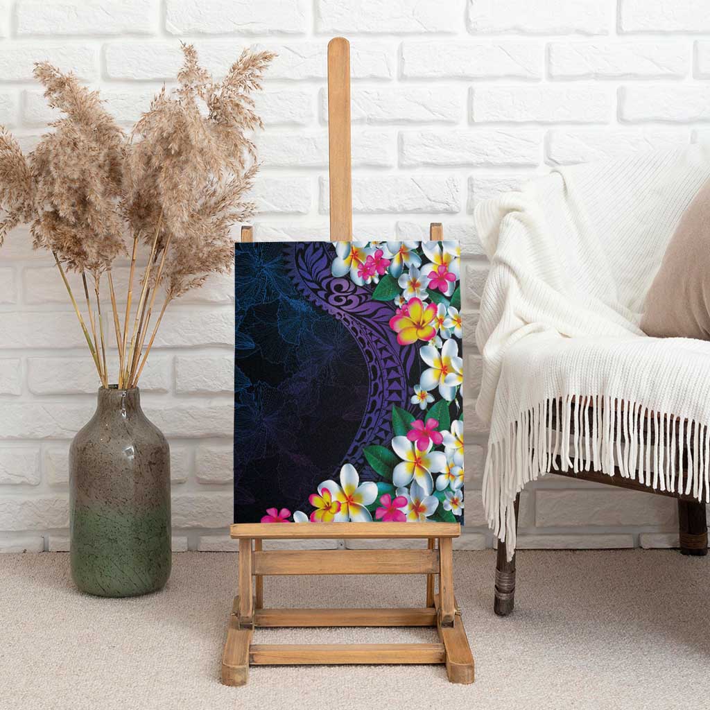 Hawaiian Plumeria-Polynesian Art Tattoo Frosted Blue Violet Color Canvas Wall Art LT03 - Polynesian Pride