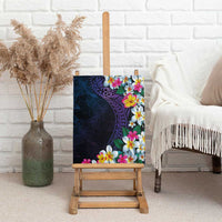 Hawaiian Plumeria-Polynesian Art Tattoo Frosted Blue Violet Color Canvas Wall Art LT03 - Polynesian Pride