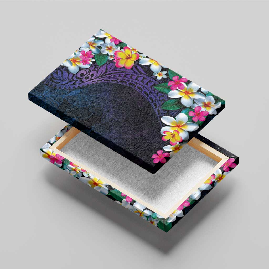 Hawaiian Plumeria-Polynesian Art Tattoo Frosted Blue Violet Color Canvas Wall Art LT03 - Polynesian Pride