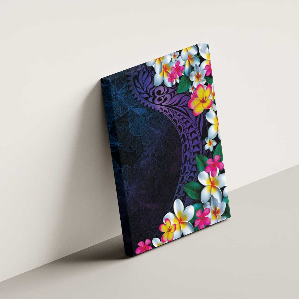 Hawaiian Plumeria-Polynesian Art Tattoo Frosted Blue Violet Color Canvas Wall Art LT03 - Polynesian Pride