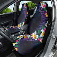Hawaiian Plumeria-Polynesian Art Tattoo Frosted Blue Violet Color Car Seat Cover