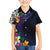 Hawaiian Plumeria-Polynesian Art Tattoo Frosted Blue Violet Color Family Matching Off Shoulder Maxi Dress and Hawaiian Shirt