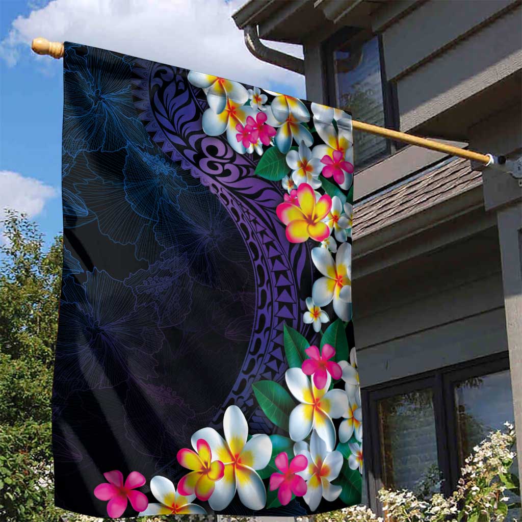 Hawaiian Plumeria-Polynesian Art Tattoo Frosted Blue Violet Color Garden Flag LT03 - Polynesian Pride