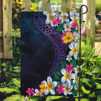 Hawaiian Plumeria-Polynesian Art Tattoo Frosted Blue Violet Color Garden Flag LT03 Garden Flag Blue - Polynesian Pride