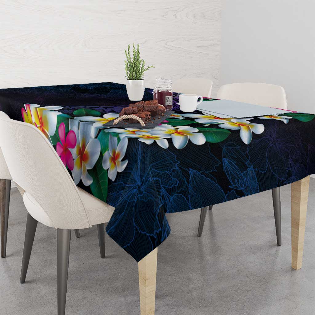 Hawaiian Plumeria-Polynesian Art Tattoo Frosted Blue Violet Color Tablecloth LT03 - Polynesian Pride