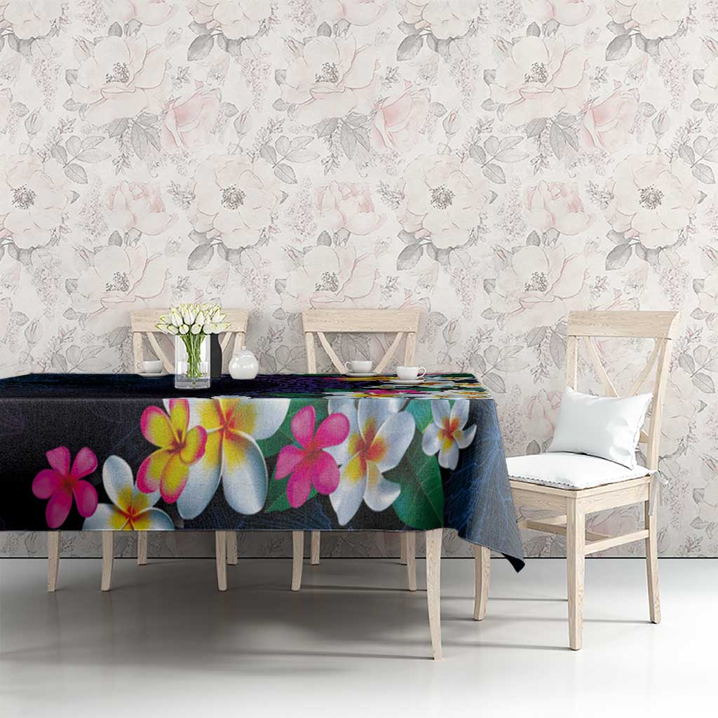 Hawaiian Plumeria-Polynesian Art Tattoo Frosted Blue Violet Color Tablecloth LT03 - Polynesian Pride