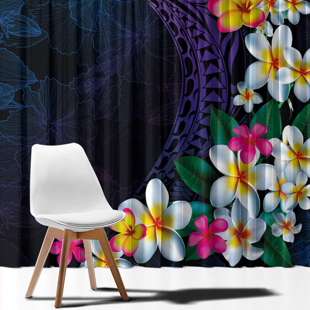 Hawaiian Plumeria-Polynesian Art Tattoo Frosted Blue Violet Color Window Curtain LT03 - Polynesian Pride