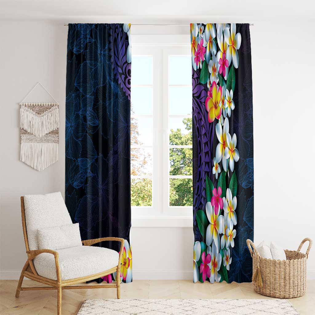 Hawaiian Plumeria-Polynesian Art Tattoo Frosted Blue Violet Color Window Curtain LT03 - Polynesian Pride