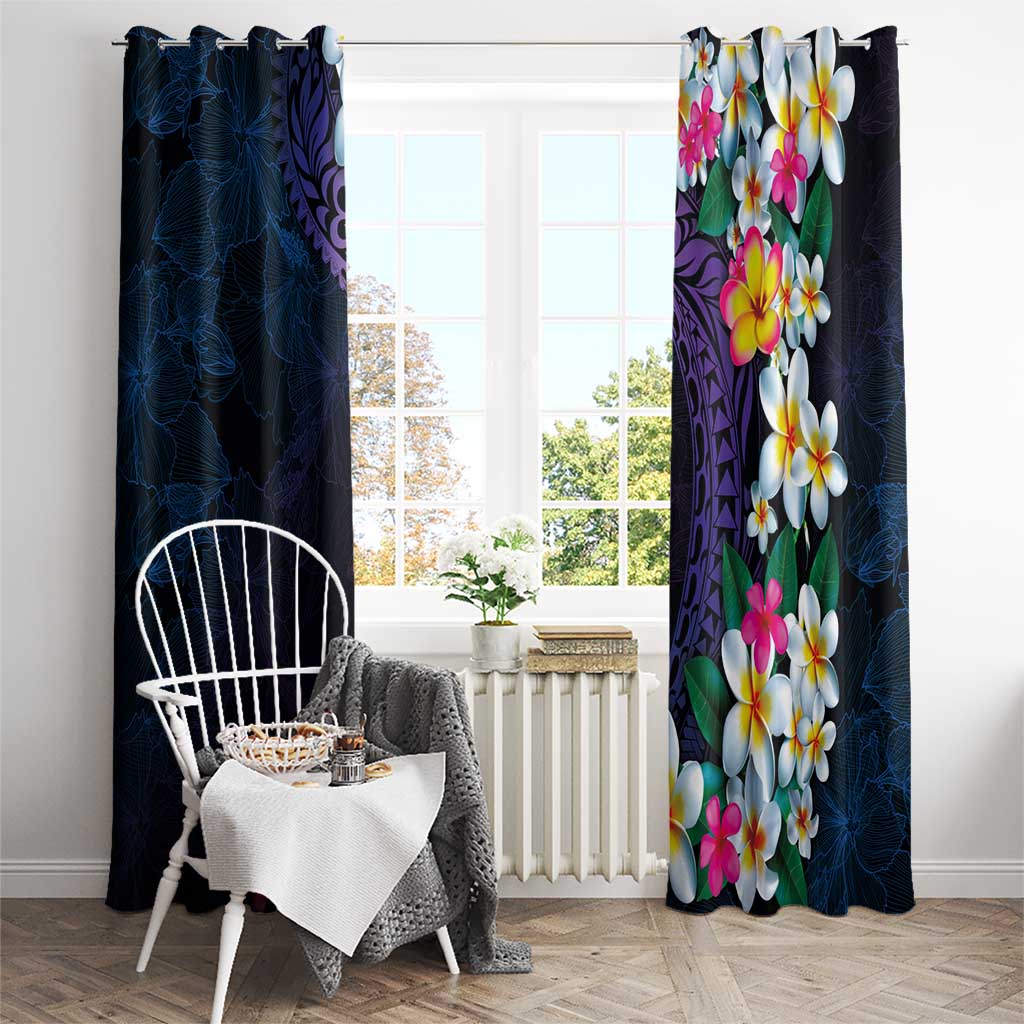 Hawaiian Plumeria-Polynesian Art Tattoo Frosted Blue Violet Color Window Curtain LT03 - Polynesian Pride