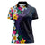 Hawaiian Plumeria-Polynesian Art Tattoo Frosted Blue Violet Color Women Polo Shirt