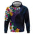 Hawaiian Plumeria-Polynesian Art Tattoo Frosted Blue Violet Color Zip Hoodie