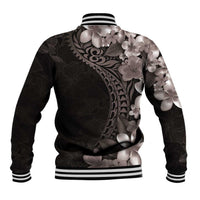 Hawaiian Plumeria-Polynesian Art Tattoo Grayscale Color Baseball Jacket LT03 - Polynesian Pride