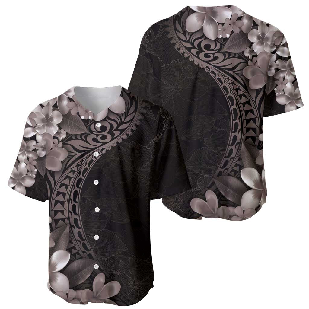 Hawaiian Plumeria-Polynesian Art Tattoo Grayscale Color Baseball Jersey