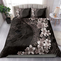 Hawaiian Plumeria-Polynesian Art Tattoo Grayscale Color Bedding Set