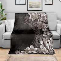 Hawaiian Plumeria-Polynesian Art Tattoo Grayscale Color Blanket LT03 - Polynesian Pride